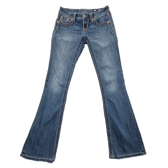 Miss Me Women’s Jeans Size 25 Signature Rise Boot Cut Denim Rhinestone Contrast - Picture 1 of 16